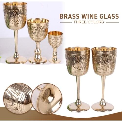 Pakistan Style Pure Brass Liquor Wine Glass Classical Wine Cup Handmade Small Goblet Home Bar Party Decor