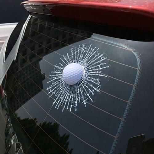 Funny 3D Golf Ball Hit Window Crack Car Windshield Decals Sticker Decoration Car Exterior Accessories Boutique