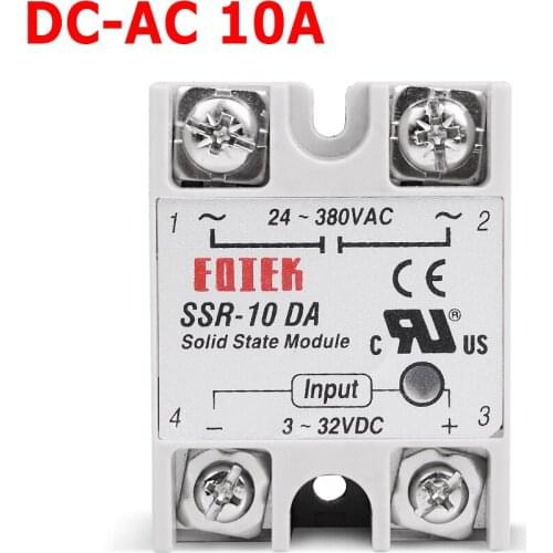 Capot Protection SSR-10DA Solid State Relay Single Phase SSR Relay Module DC-AC 3-32V DC to 24-380V AC DC-AC rele