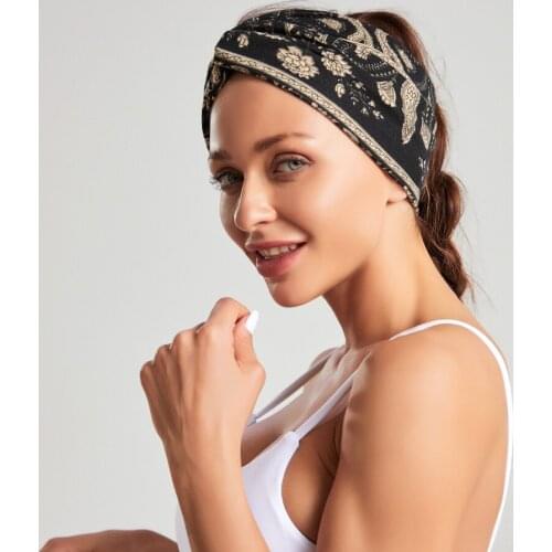 Women Print Twist Cross Knot Bohemian Headband Elastic Head Wrap Bandana HairBand Flower Female Turban Hair Accessories