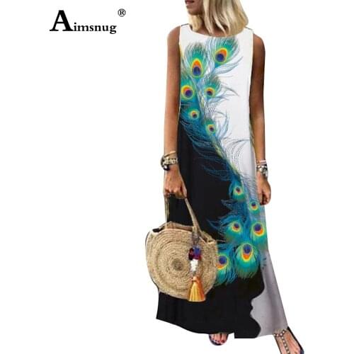 Plus size 4XL 5XL Women Elegant Long Dress Sleeveless Boho Print Party Dresses 2020 Summer Ladies Vintage Casual Maxi Dress