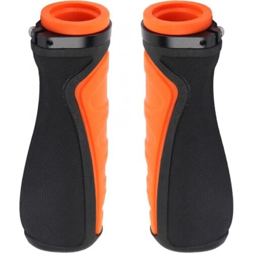 1 Pair Bike Handlebar Grip Rubber Handlebar Grips Anti-Slip Ergonomic Bike Grips Orange Black Ultralight Cycling Handlebar