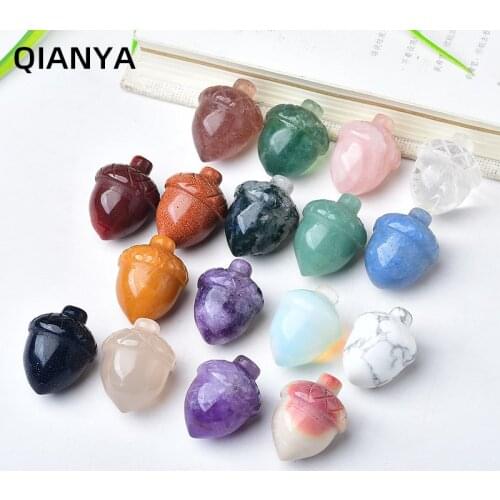 Lovely Natural Crystal Gem Carved Mini Pine Cone Natural Stone Mineral DIY Decoration Gift Collection Stone