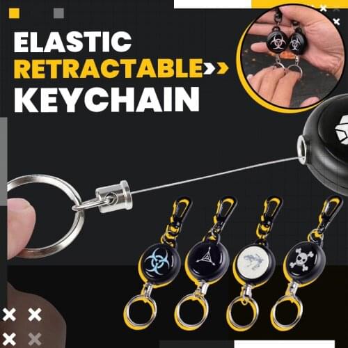 1PCS Retractable keychain Resilience Steel Wire Rope Elastic Casual Stainless Steel Badge Reel Retractable Key Ring Dropshipping