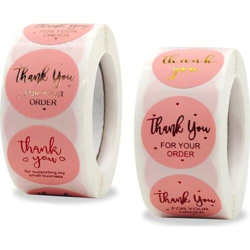 100-500pcs Pink Gold Stickers Thank You Sticker Seal Thank You For Supporting My Small Business Handmade Stickers 2021