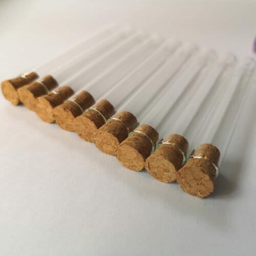 100Pcs 10x75mm 4ml Empty Flat Bottom Test Tubes Mini Wishing Glass Storage Jars with Cork Stoppers Thin Vial Decoration Craft