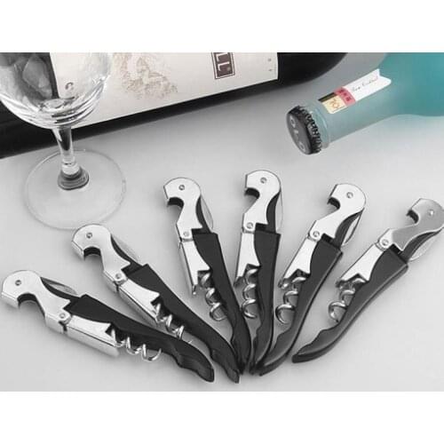 500Pcs/Lot Multi Function Soft Velvet Touch Waiters Double Hinge Corkscrew Screw Corkscrew Wine Key Bottle Cap Opener SN3096