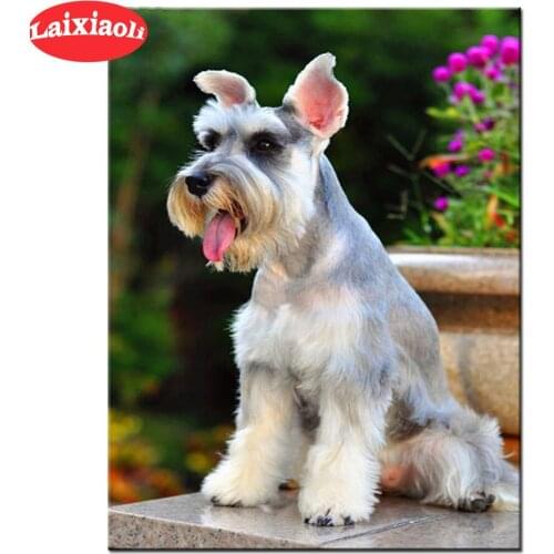Diamond painting cute Schnauzer full round square drill Diamond embroidery funny puppy Diamond painting diy 5d diamond mosaic