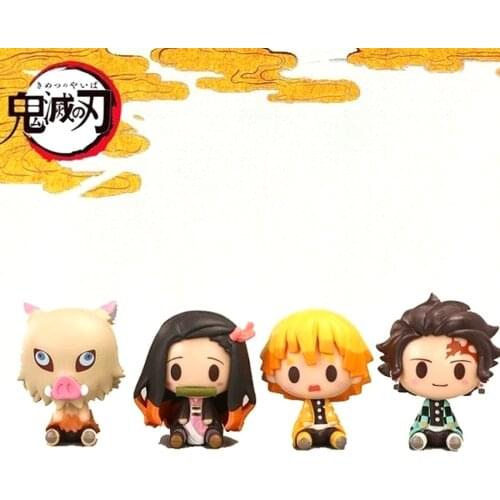 Anime Demon Slayer Figures Kimetsu No Yaiba Q Version Action Figure Model Kamado Tanjirou Kamado Nezuko Kawaii Boy Kids Toy Gift