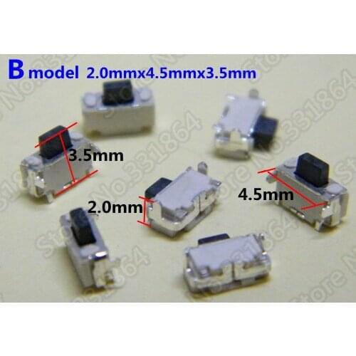 Free shipping 100pcs 2.0*4.5*3.5mm , 2.0x4.5x3.5mm SMD push button switch /Tact Switch /micro switch (B model)
