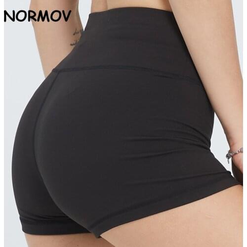 NORMOV Black Sexy Solid Skinny Fitness Shorts Women Slim Fit High Waist Push Up Elastic Quick-Drying Female Yoga Sport Shorts