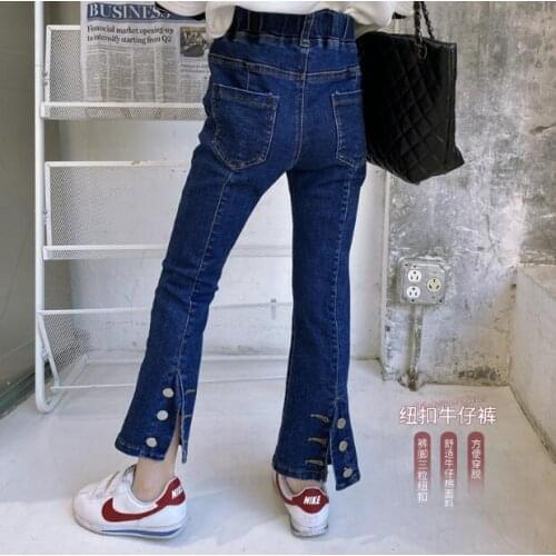 2020 new wholesale girls denim flare pants fashion autumn girls jean pants 4-10t F781