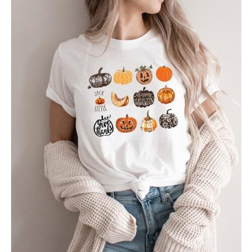 Fall Harvest Pumpkins Jack O Lantern Unisex T-Shirt Womens Fall Gift Halloween Shirt Harajuku Graphic T Shirts Cute Tees Tops