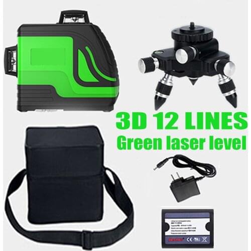 12 Lines Green Cross Line Laser Level 638nm3D 360 Degree Rotation Auto Leveling Horizontal Vertical Laser Beam