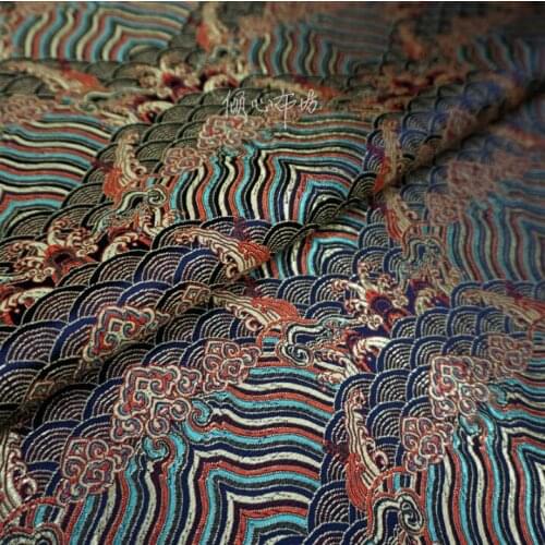 Chinese Ancient costume Fabric Blue ocean wave