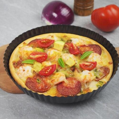 LanLan 9 Inch Pizza Non-coated Bottom Baking Pan Cake Round Corrugated Plate Pizza Mold