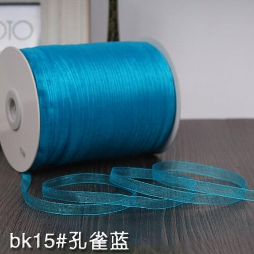 Pretty Peacock blue (10 Meters/lot) 1/4''(6mm) Organza Ribbons Wholesale Gift Wedding Christmas Decoration Wrapping Ribbons