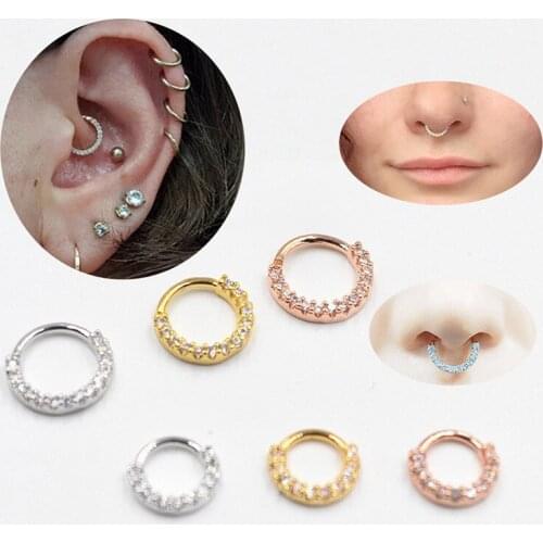 Small Hoop Earring for Women Pave White/Colorful Stone Delicate Earring Fine Gift High Quality Statement Nose Ring Jewelry