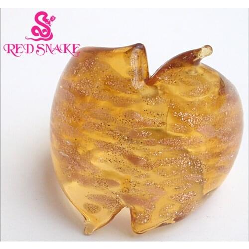 RED SNAKE Fashion Ring Handmade Champagne color with Gold sand spots Cutting feature Technology Murano Glass Rings