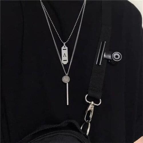 2021 new ins cold wind tide personality male and female couples multi-layer set pendant hip hop necklace jumper chain
