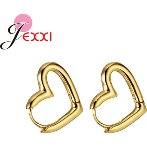 Genuine Trendy Simple 925 Sterling Silver Sweet Cute Party Hollow Heart Stud Earrings For Women Girls Lady Fine Jewelry