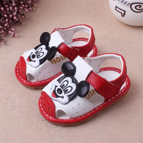 2019 new Disney cartoon mickey summer girls anti-kick boy called shoes soft leather baby toddler Princess shoes