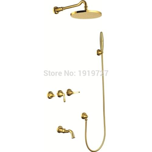 Newly Patent Design 100% Full Brass Gold Lever Shower Set With 8 Inch Ball Jointed Rainfall Bathroom Shower Faucet Contap