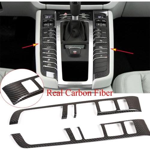 Real Carbon Fiber Center Console Gear Shift Panel Trim For Porsche Macan 2014-2020