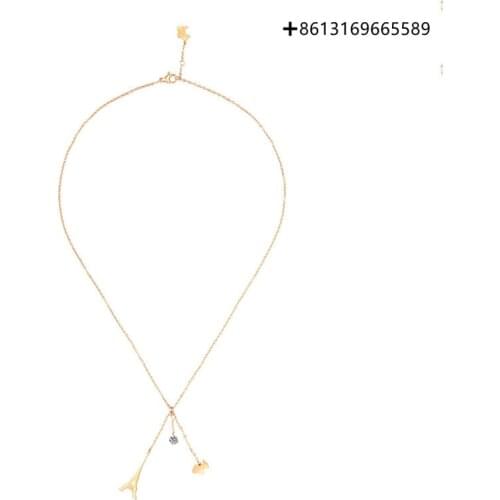 S925 Silver Dog Necklace Eiffel Tower Collarbone Chain Fashion Necklace Female gift to girlfriend