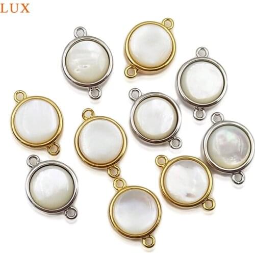 3pcs Natural Gold Silver Plated Pendants Shell Jewelry Handmade Simple Classical Jewelry Connector For Bangle Bracelet Making