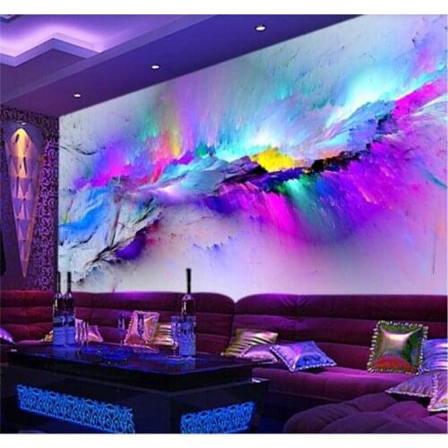 Custom wallpaper cool color glare nebula bar KTV background wall-high-grade waterproof material