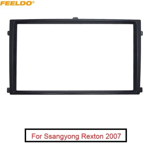 FEELDO Car 2DIN Face Frame Panel for Ssangyong Rexton 2007+ Stereo Interface CD/DVD/Radio Fascia In Dash Mount Trim Kit