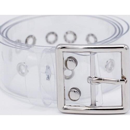New Women Waist Belt Transparent Long Adjustable Square Circle Shaped Buckle Belts All-match Waistband Accessories