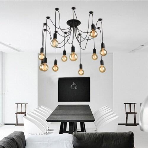Nordic Retro Chandelier Vintage Loft Antique Adjustable Diy E27 Art Spider Ceiling Lamp Fixture Light luminaire suspendu