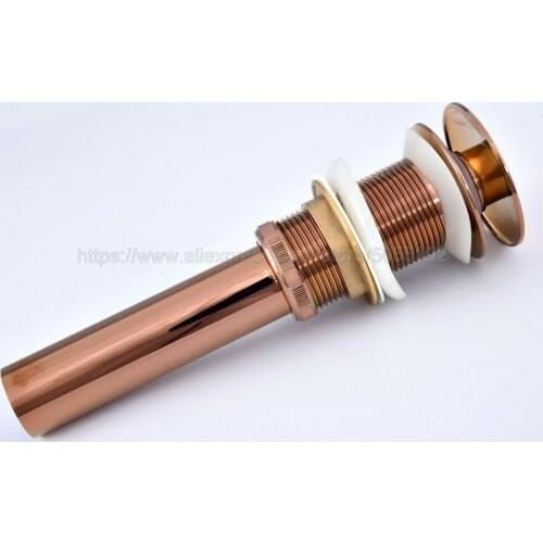 Rose Gold Brass Bathroom Lavatory Sink Pop Up Drain Brass Vanity Vessel Sink Drain Without Overflow zsd076
