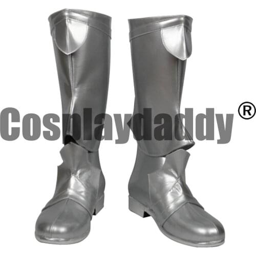 Shadowverse Swordcraft White Ridge Swordsman Game Cosplay Silver Shoes Boots H016