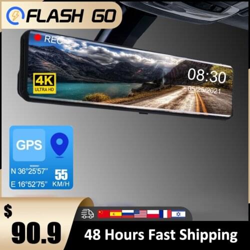 12 Inch 4K Car DVR Video recorder 3840*2160P Rear view Mirror Dash Camera Dual lens Video Recorder Night Vision Registrar Dvrs