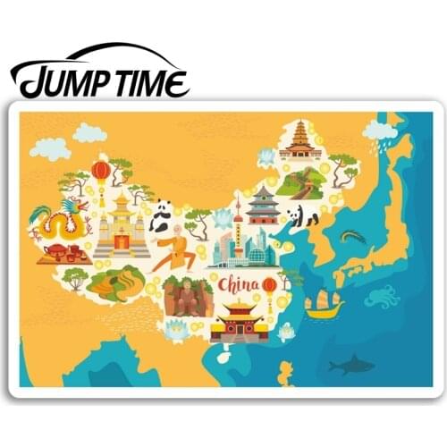 Jump Time for China Map Vinyl Stickers Travel Asia Sticker Laptop Luggage Car Decal Window Wiper Trunk Car Styling