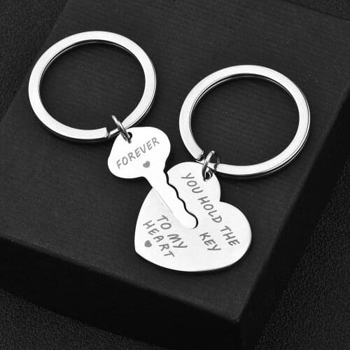 1 Pair Kawaii Couple Car Key a Pair Accessories I LOVE YOU Keychain Heart Key Ring Silvery Lovers Car Key Chain Souvenirs Gifts