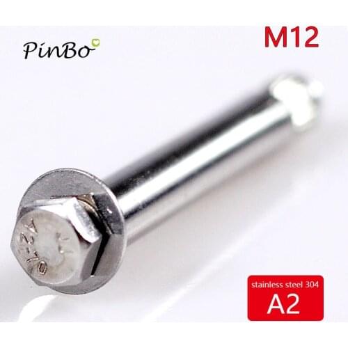 2pcs/lot stainless steel 304 M12 Thread 80/90/100mm Long Hex Socket Flat Head Expansion Anchor Bolt