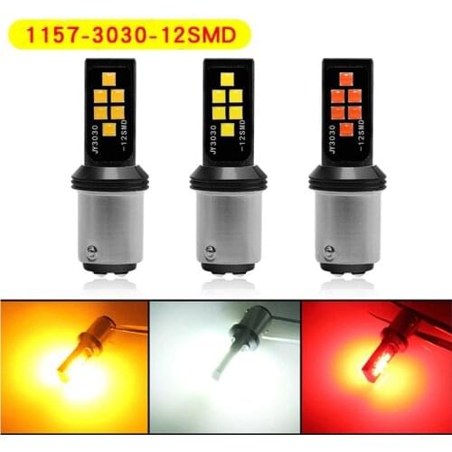 2Pcs Super Bright 1157 BA15D 3030 12SMD LED Bulbs Car Turn Signal Lights Auto Brake Lamp Taillights12V