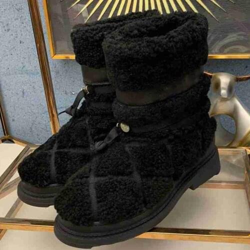 2020 New Fashion Winter Genuine Leather Women Boots Luxury Shoes Women Designers Round Toe Hoof Heels Women Boots