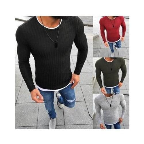 2021 Mens Autumn Sexy Skinny Sweater Solid Knitted Pullover thin sweaters O-Neck Slim Fit Sweater Pullovers Plus Size S-5XL