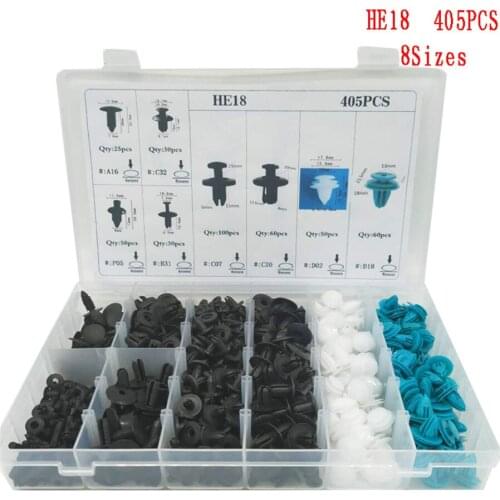 405pcs/box Car Plastic Rivets Fastener Fender Bumper Push Pin Clips