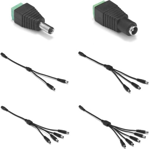 5.5 x 2.1mm DC Splitter Cable 1 Female To 2 3 4 5 6 8 Male Way Jack Power DC Cable DC Connector Wire For LED Strip Light CCTV