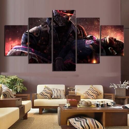 5 Piece Digital Art Paintings OVERWATCH Soldier 76 and Tracer Video Game Poster Artwork Illustration Canvas Wall Art Paintings