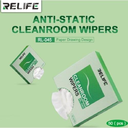 50 PCS in a box RL-045 Anti Static Dustless fine fiber wipe cloth Paper Vacuum Packing Clean Tools For Phone Screen