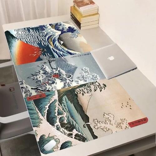 900x400 Large Japanese waves and Mount Fuji Art Mouse Pad Computer Mystery Box Gamer Mousepad Anti-slip Natural Rubber Desk Mat