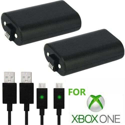 2pcs Rechargeable Battery Pack+1x 2.75m USB Charging Cable For Xbox One Wireless Game Controllers Replacement Batteries