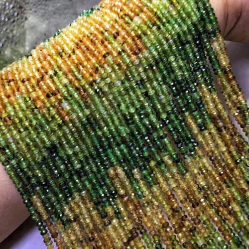 Loose beads Gradient color green/yellow Tourmaline roundelle Faceted 3*4mm for DIY jewelry making loose beads FPPJ